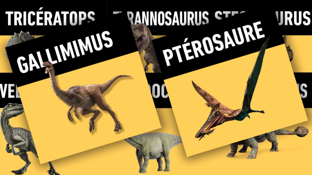 Quels sont les dinosaures animés présents dans le Fantastic Dinos Show ?